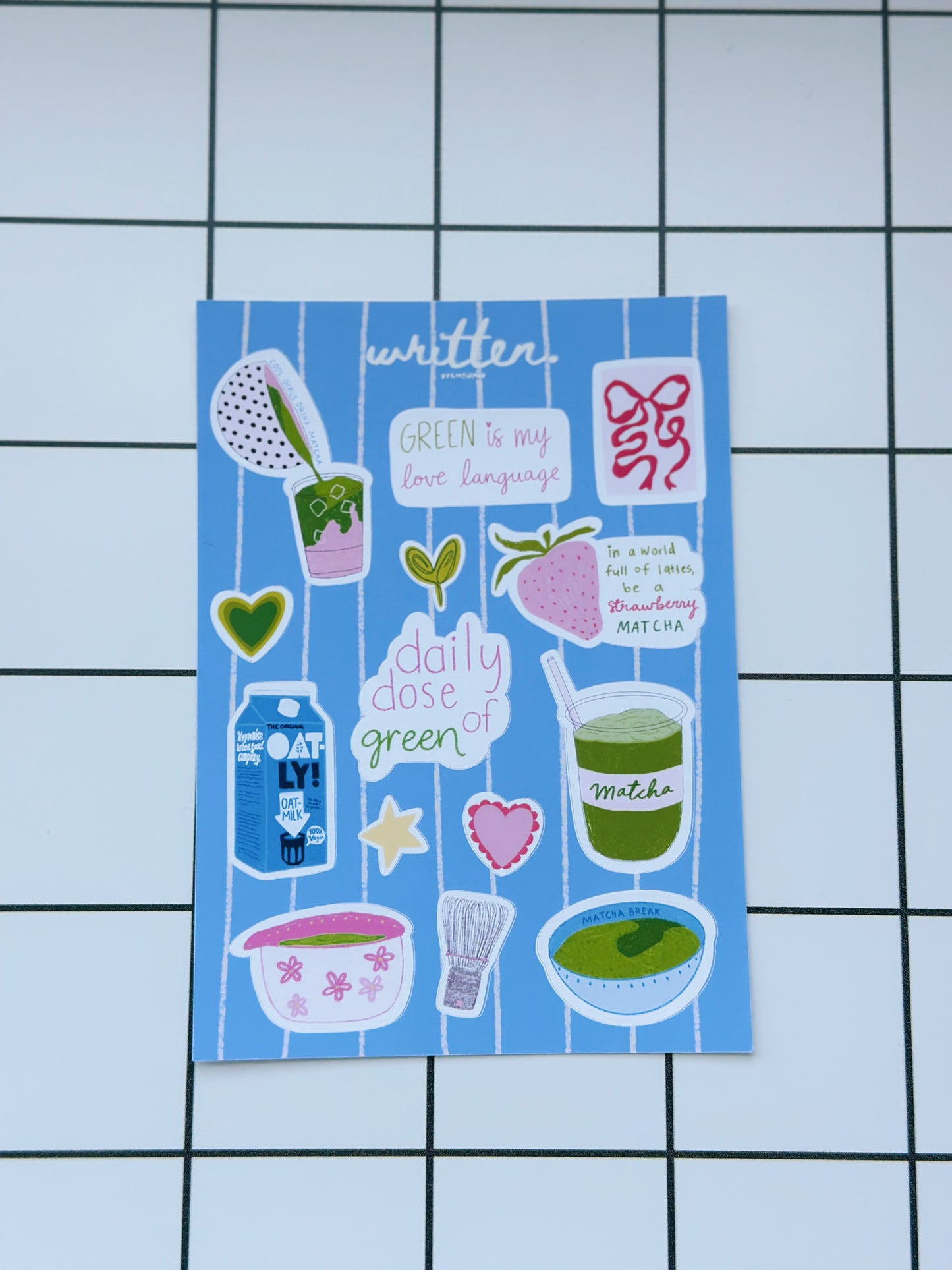 Strawberry Matcha Sticker Sheet