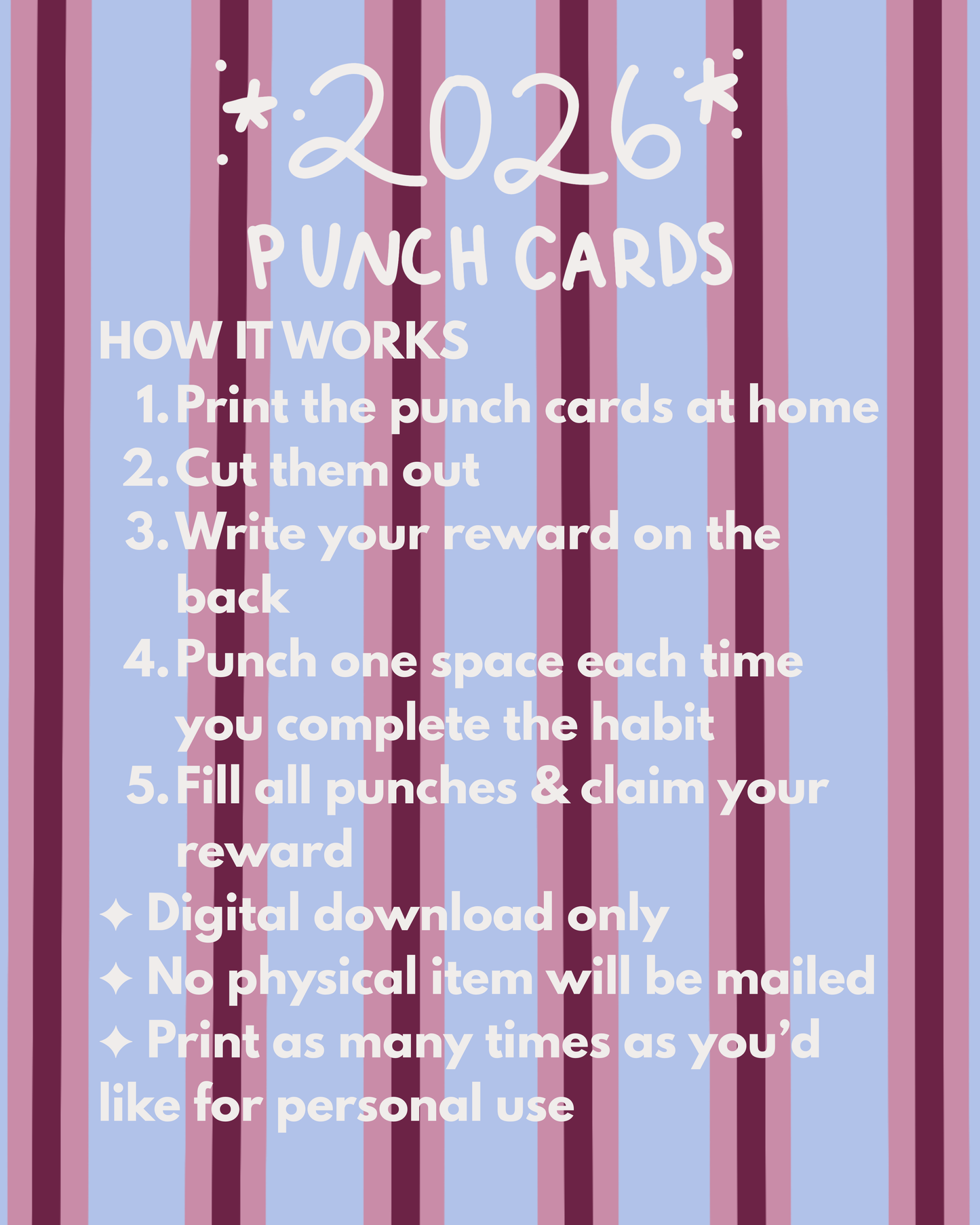 2026 Punch Cards - Digital Download