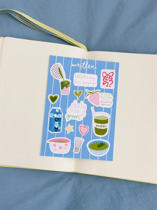 Strawberry Matcha Sticker Sheet