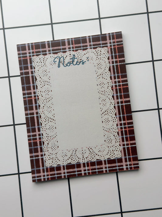 Plaid & Doily Notepad