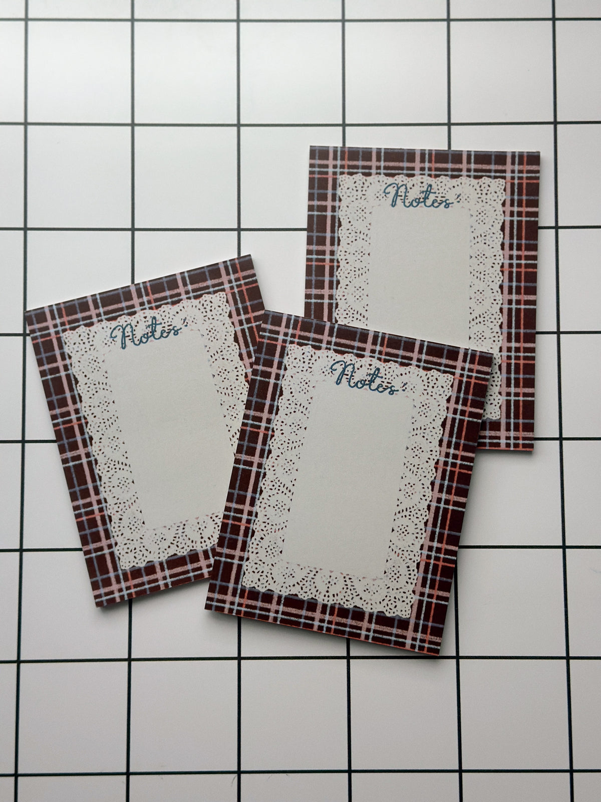 Plaid & Doily Notepad