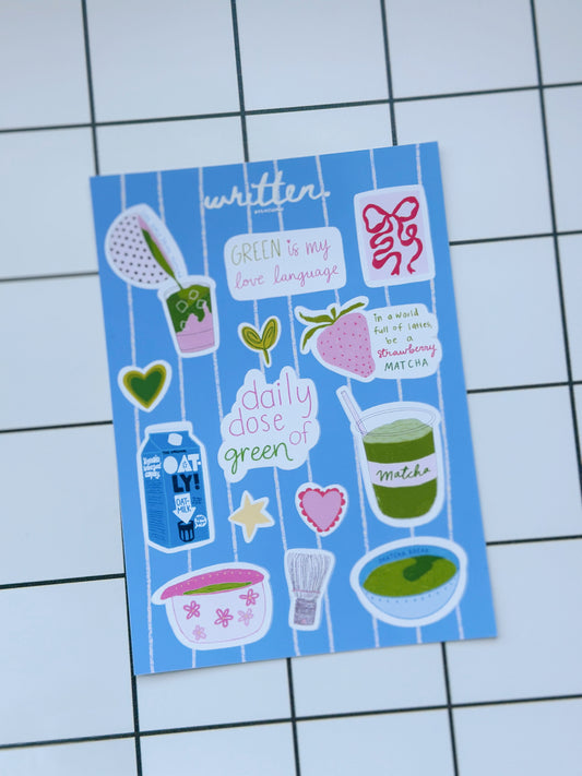Strawberry Matcha Sticker Sheet