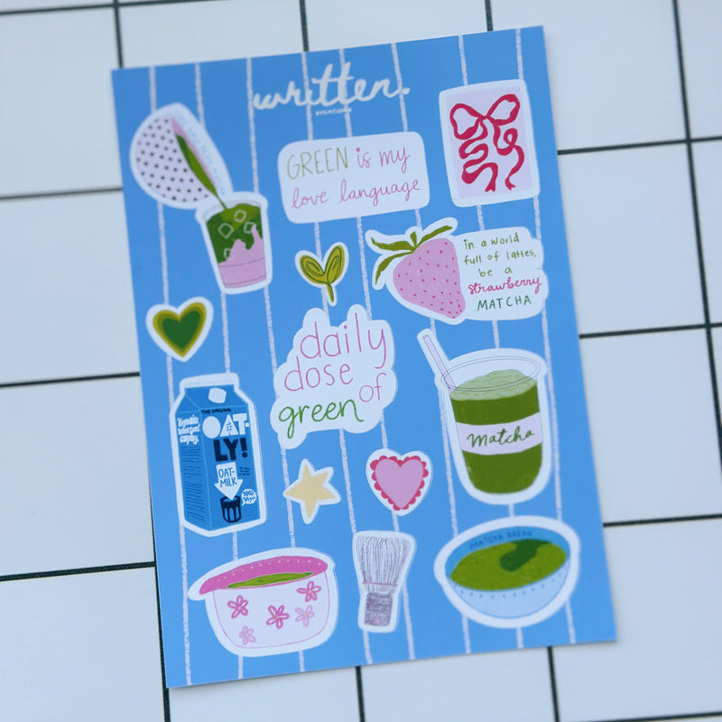 Strawberry Matcha Sticker Sheet